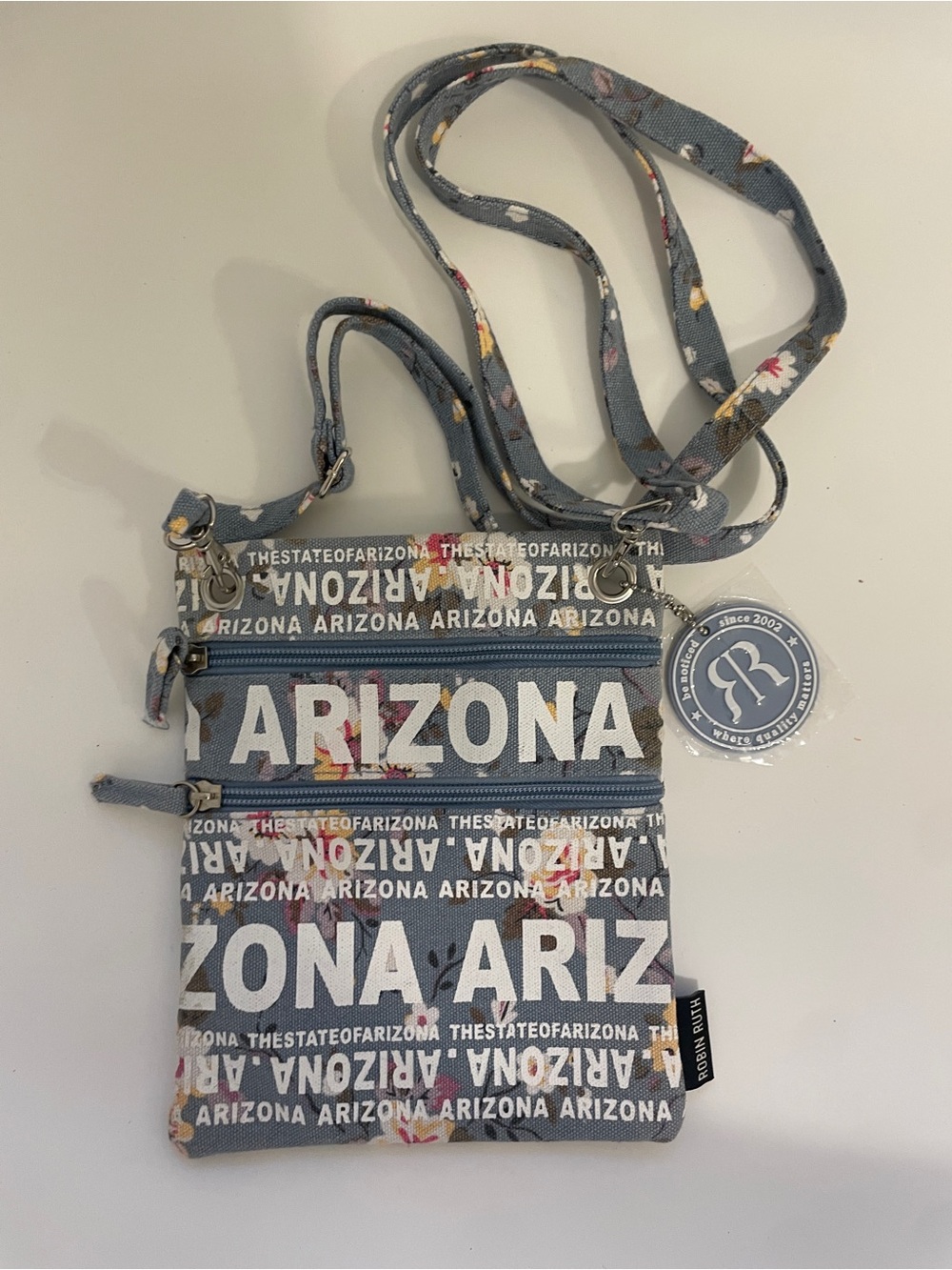 Robin Ruth Arizona Crossbody Bag - Gray Floral Print